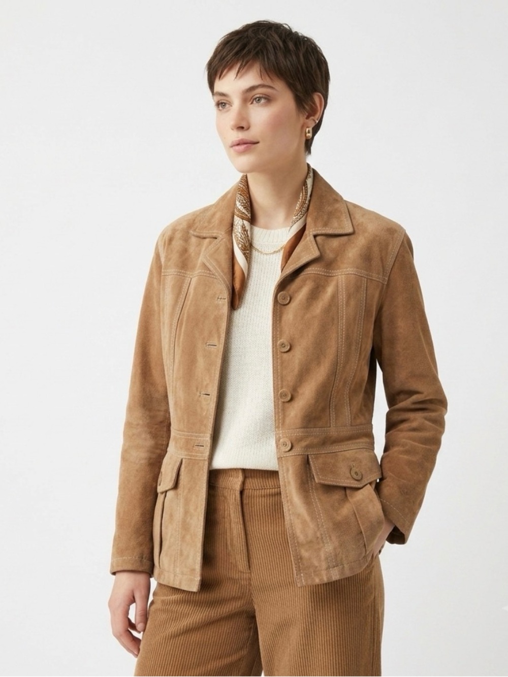 Vintage Y2K Wilsons Leather Maxima Tailored Blazer Jacket Coat Tan Brown XL EUC
